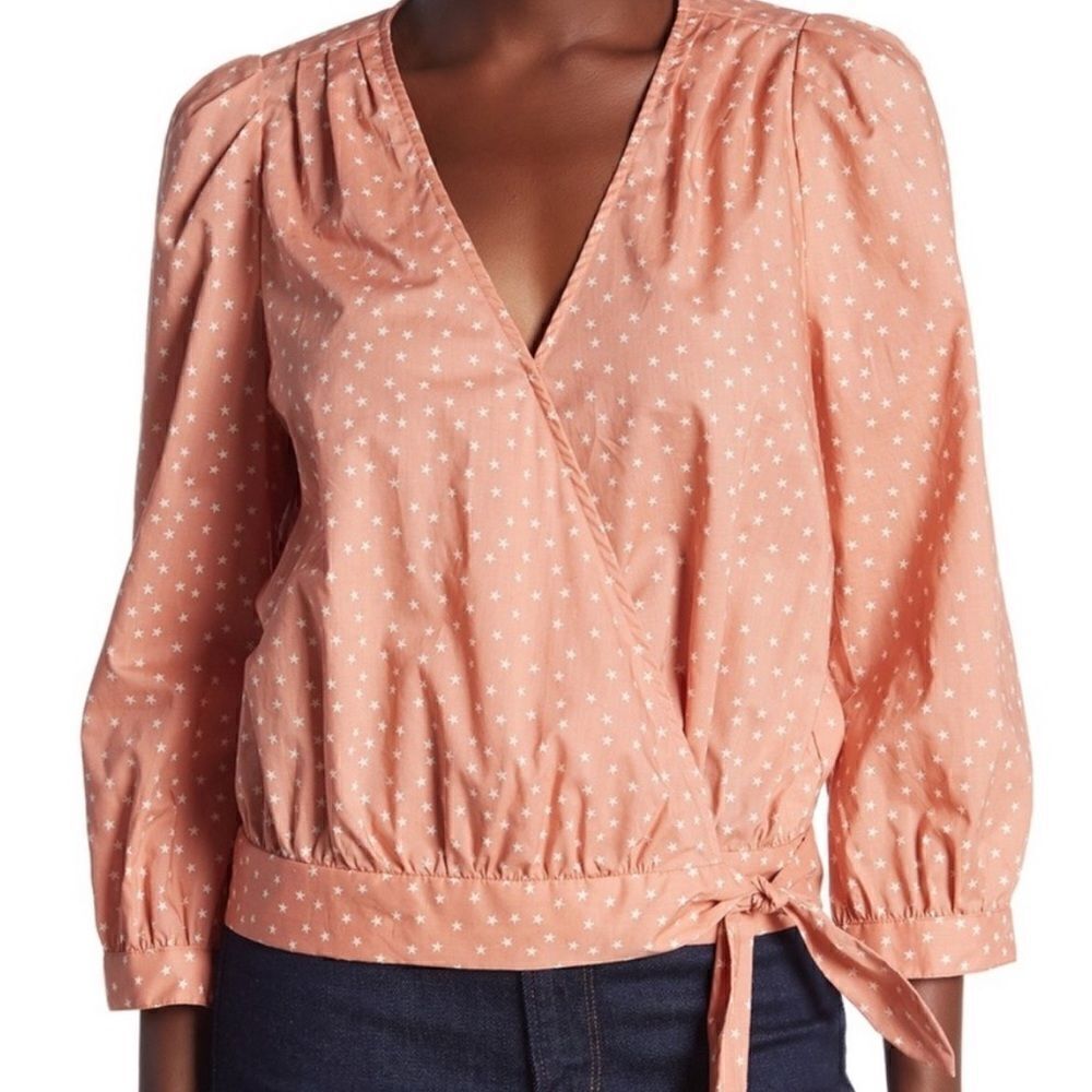 EUC Madewell Orange Star Scatter Wrap Shirt 6